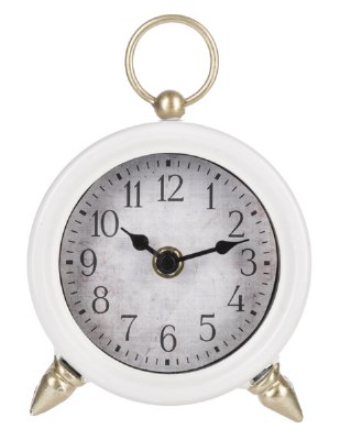7" White Clock With Gold Feet