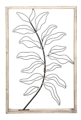 24" x 16" Curvy Leaf Palm Frond Metal and Wood Wall Art Plaque
