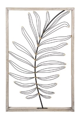 24" x 16" Straight Leaf Palm Frond Metal and Wood Wall Art Plaque