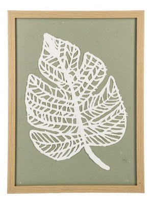 16" x 12" Paper Tropical Leaf Framed Pint Under Glass