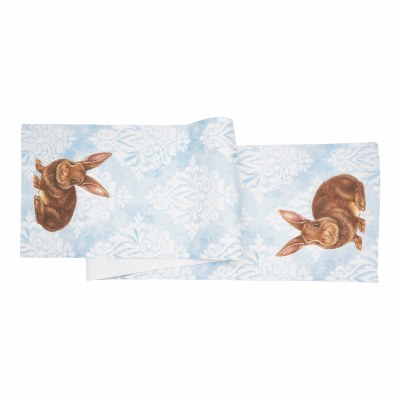 14" x 72" Brown Bunny on Blue Easter Table Runner