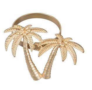 3" Gold Toned Twin Palm Trees Napkin Ring
