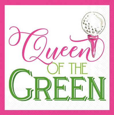 5" Square Roseanne Beck "Queen of the Green" Golf Beverage Napkins