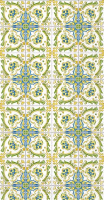 9" x 5" Blue, Green, and Yellow Lenger Tile Guest Towels