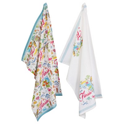 Set of Two 28" x 18" Roseanne Beck Florida Kitchen Towels