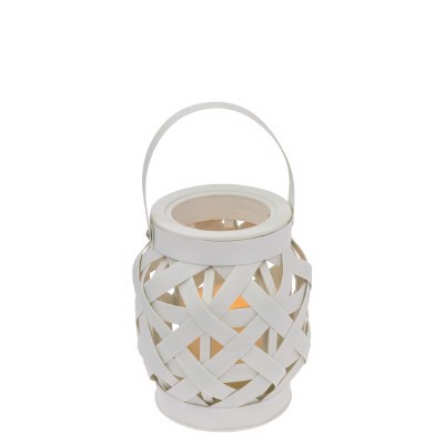6" White Lantern With a LED Candle