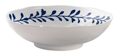 12" Round Blue and White Seaweed Melamine Serving Bowl