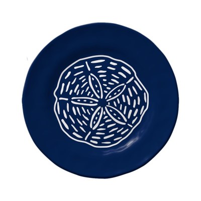 6" Round Blue Sand Dollar Melamine Appetizer Plate