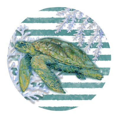 11" Round Sea Turtle Melamine Dinner Plate