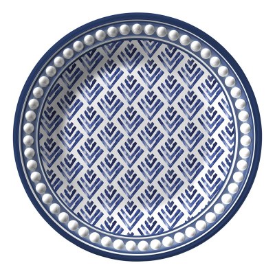 6" Round Blue Savannah Mealamine Appatizer Plate