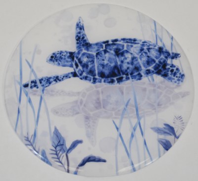 8" Round Blue Sea Turtle Trivet