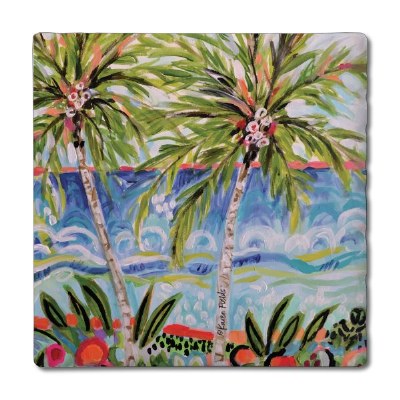 Set of Four 4" Square Tropical Vibes Coasters