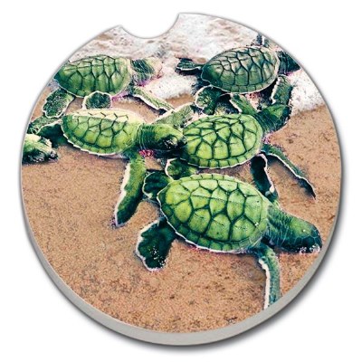 3" Round Baby Sea Turtles Car Coaster