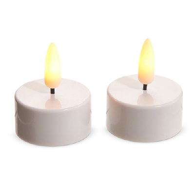 Set of Two 2" LED White 3D Flame Tealites