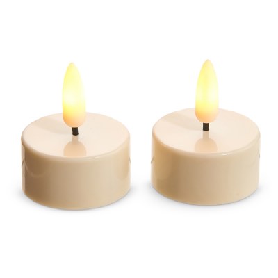 Set of Two 2" LED Ivory 3D Flame Tealites