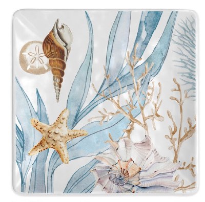 6" Sq Ocean Tide Melamine Plate