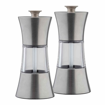 Set of Two Stainless Steel and Acrylic Salt and Pepper Grinders