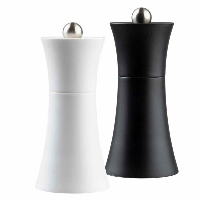 Set of Two 5" Black and White Salt and Pepper Grinders