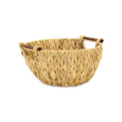 12" Round Natural Bowl Basket With Handles