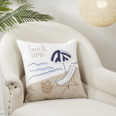 18" Sq "Beach Time" Decorative Pillow