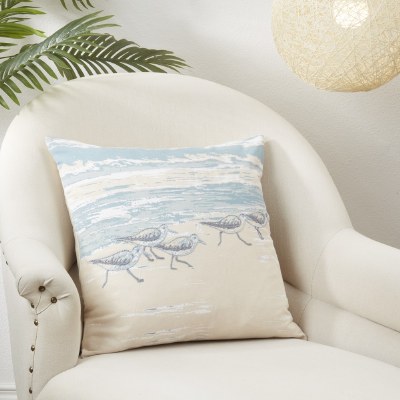 20" Sq Sanderlings on the Beach Decorative Pillow