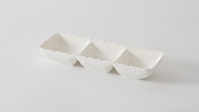 6" x 16" Three Compartment White Melamine Tray by Pampa Bay