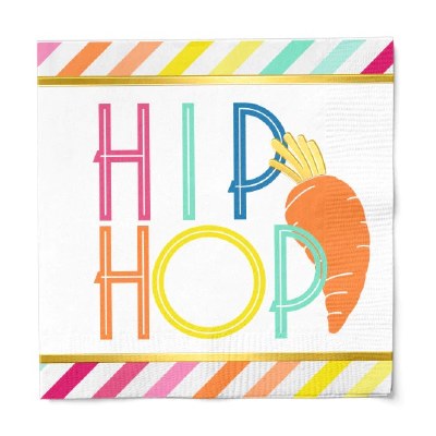 Pack of 16 6.5" Square "Hip Hop" Carrot Lunch Napkins