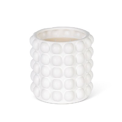 21 Oz Fresh Linen Fragrance White Dots Ceramic Jar Candle