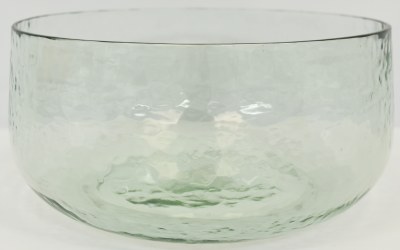 10" Round Clear Green Glass Bowl
