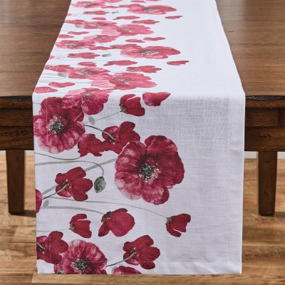 15" x 54" Red Poppy Table Runner