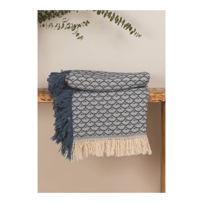 67" x 46" Blue Scallop Shell Throw Blanket