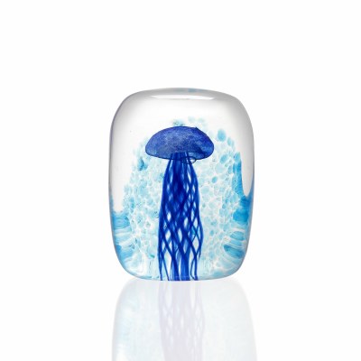 4" Glass Dark Blue Jellyfish Figurine