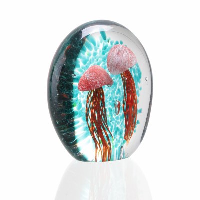 5" Glass Two Jellyfish Figurine