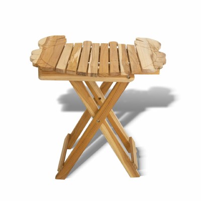 20" Teak Wood Coastal Crab Folding End Table