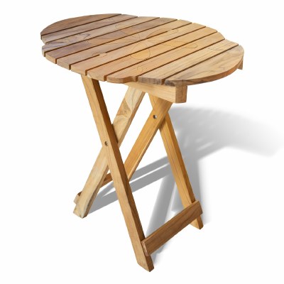 20" Teak Wood Coastal Sand Dollar Folding  End Table