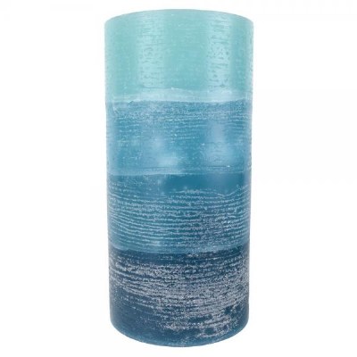 4" x 7.5" LED Teal Ombre Fountain Pillar Candle
