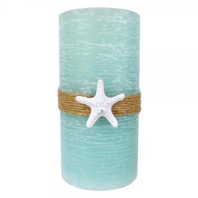 4" x 7.5" LED Aqua Starfish Fountain Pillar Candle