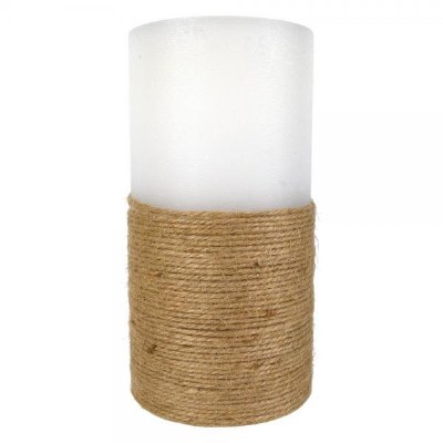 4" x 7.5" LED White and Jute Fountain Pillar Candle