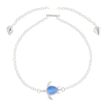 Silver Toned and Blue Sea Turtle Bracelet
