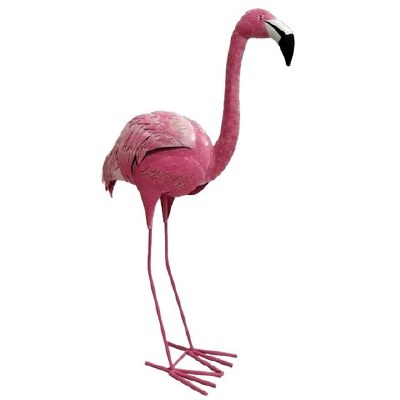 39" Metal Pink Flamingo Statue