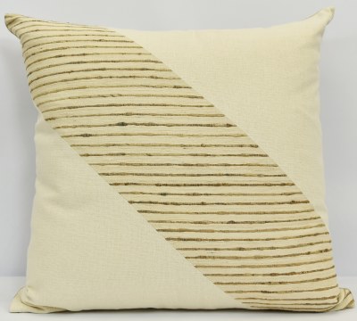 24" Sq Natural and Ivory Decorative Pillow