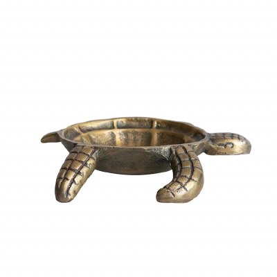 8" Distressed Bronze Metal Sea Turtle Dish