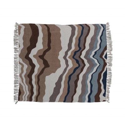 50" x 60" Blue and Brown Wavy Stripe Throw Blanket