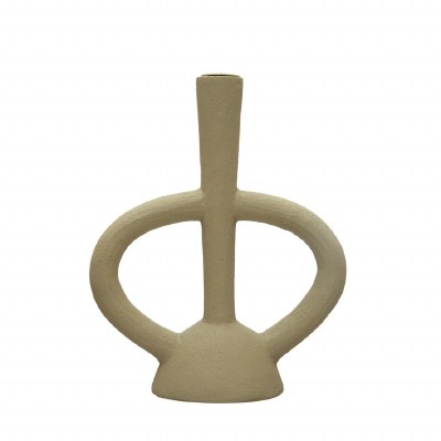 10" Cream Two Handle Taper Candleholder