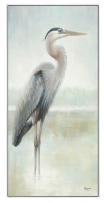 56" x 26" Heron Cove Framed Coastal Canvas