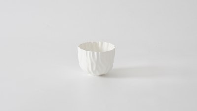 4" Round White Ripple Ceramic Bowl by Pampa Bay