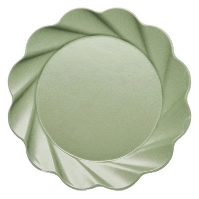 Pack of Eight 12" Round Sage Wavy Paper Plates