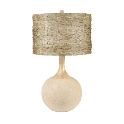 30" Beige and Natural Wicker Shade Table Lamp