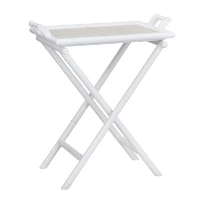28" White Tray End Table