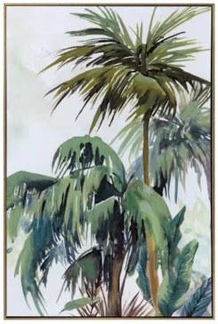 36" x 24" Two Palm Trees Framed Tropical Canvas